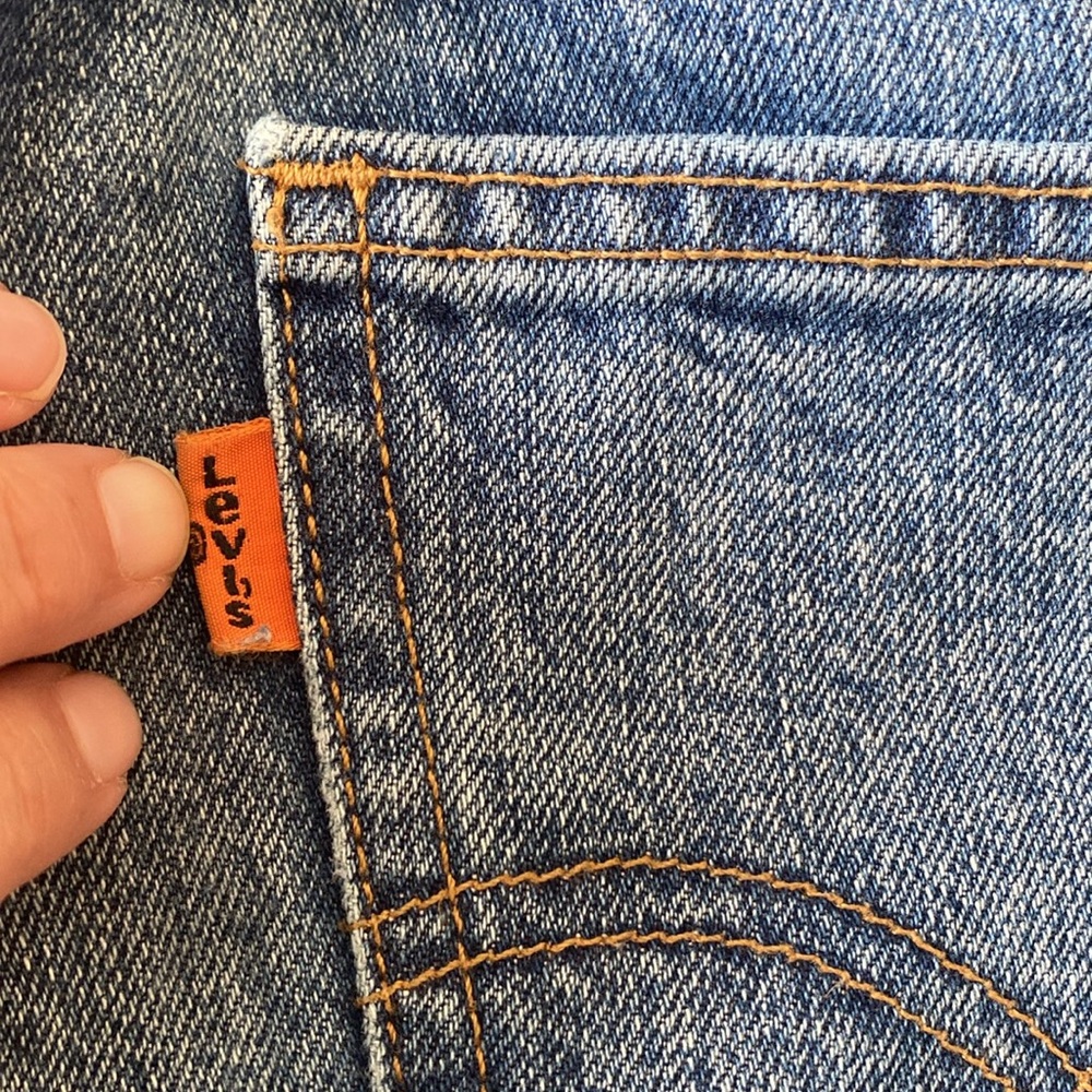 Levi’s 517 Orange Tab Patchwork Cropped Jeans Sz … - image 4